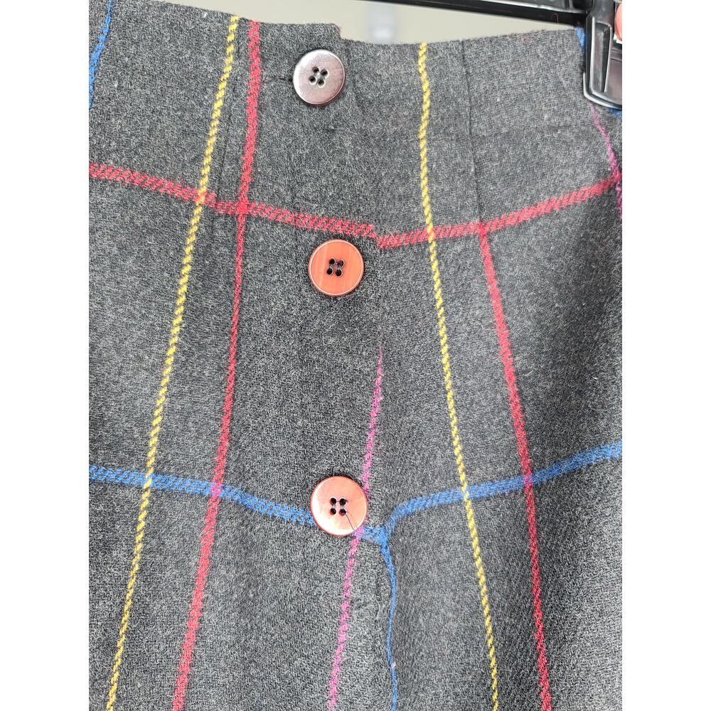 Vintage Intuitions high waist grey plaid wool blend skirt - Size 6 - Picture 2 of 6